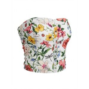 Hollister Floral Strapless Corset Top‎ Size XS Cottagecore Boho Smocked